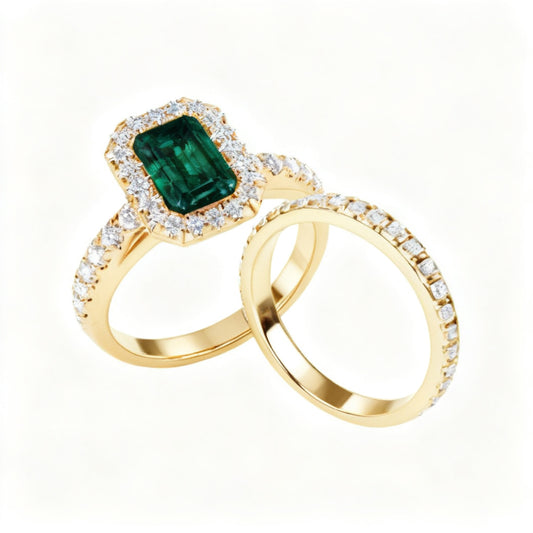 Verdant Halo Solitaire Ring Yellow Gold 45 Degree View