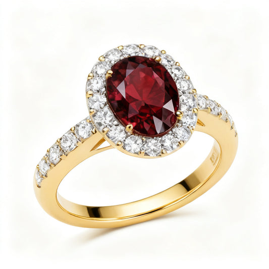 Luminous Oval Radiance Ring Yellow Gold 45 Degree View