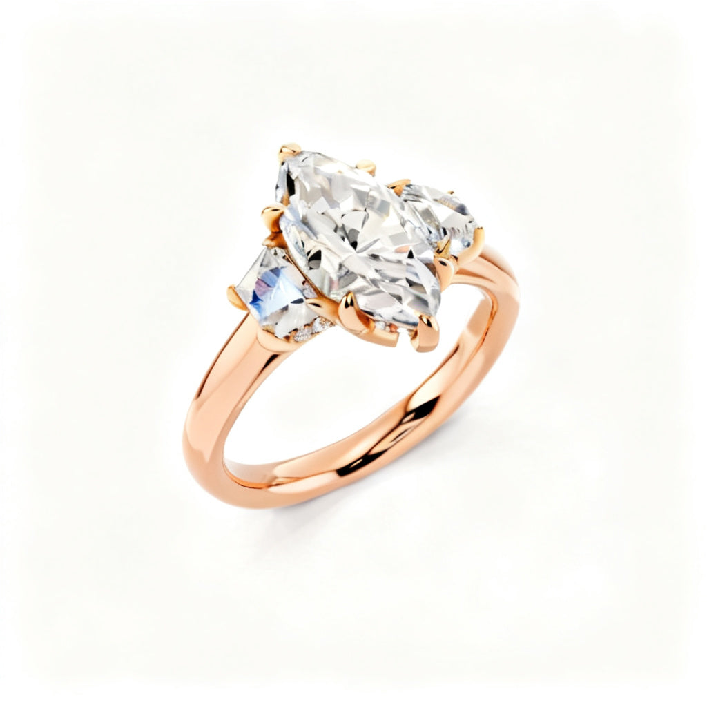 Marquise Ethereal Crown Ring Rose Gold Overhead View