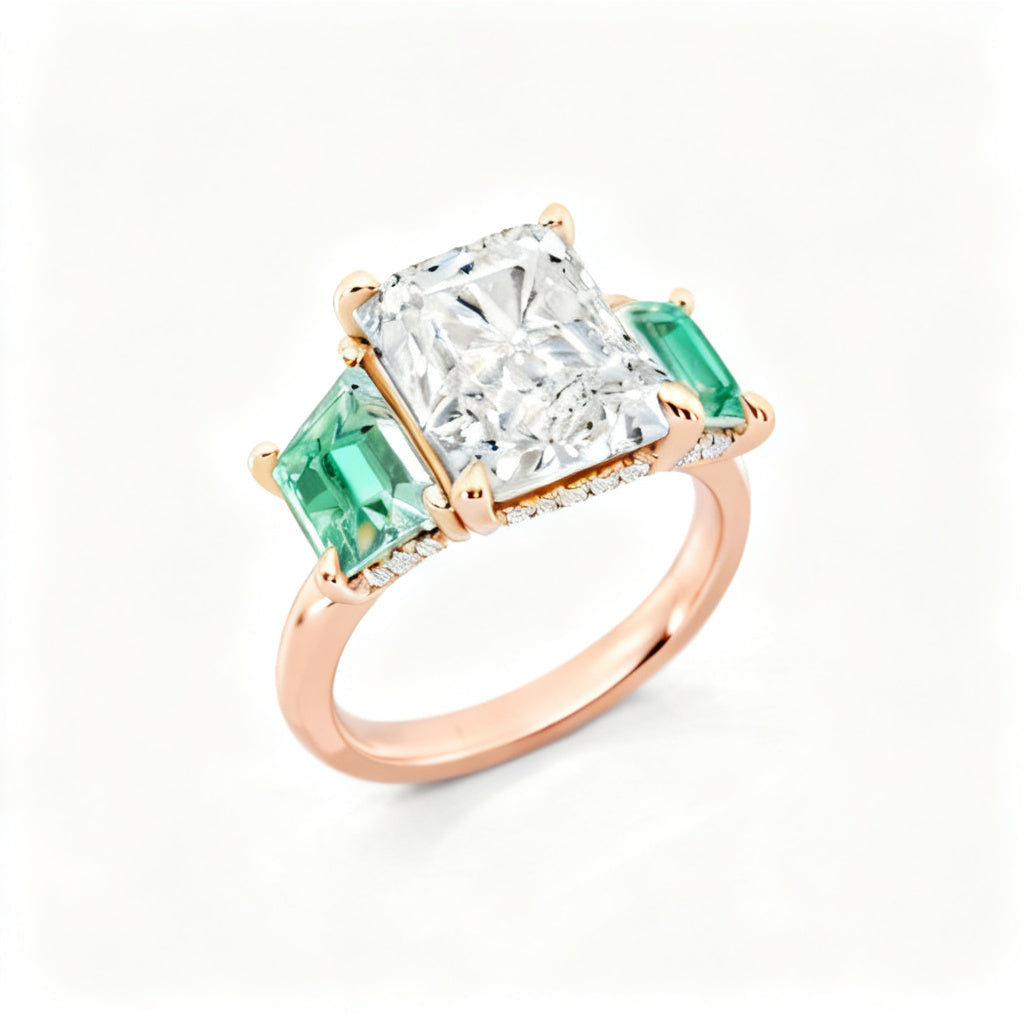 Radiant Ecliptic Grandeur Ring Rose Gold Overhead View
