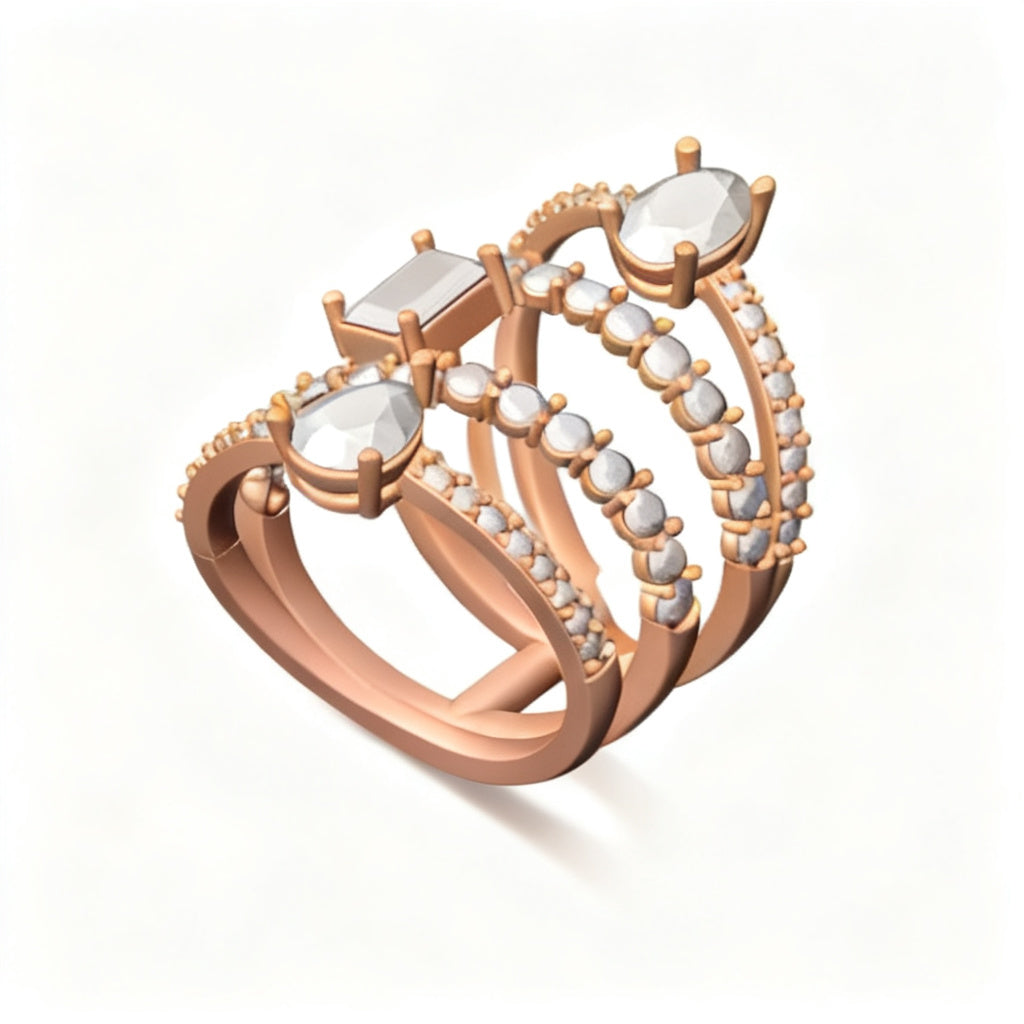 Emerald Mosaic Bloom Ring Rose Gold Overhead View