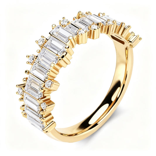 Luminous Mosaic Band Ring Yellow Gold 45 Degree View