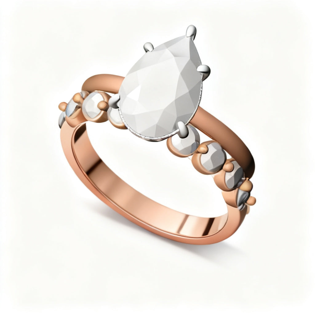 Luminous Pear Halo Ring Rose Gold Overhead View
