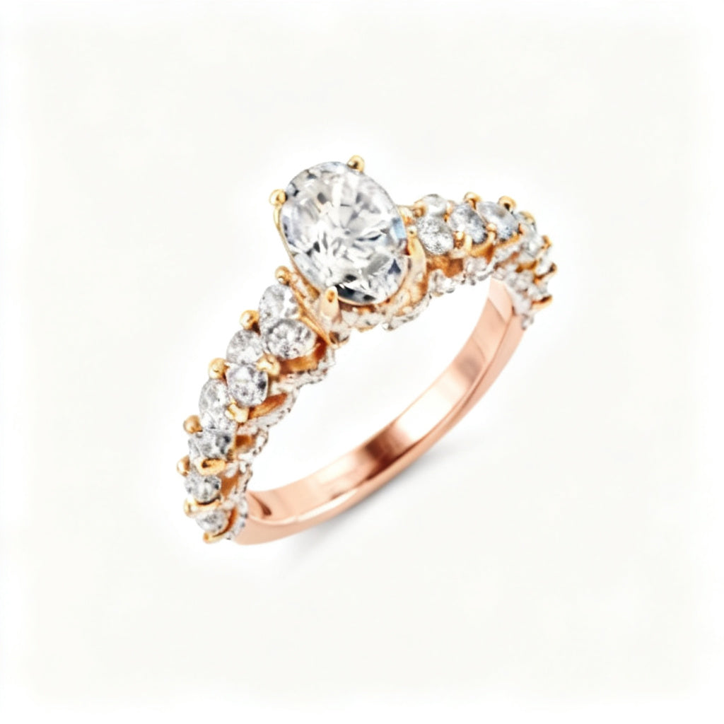 Luminous Wave Band Ring Rose Gold Overhead View