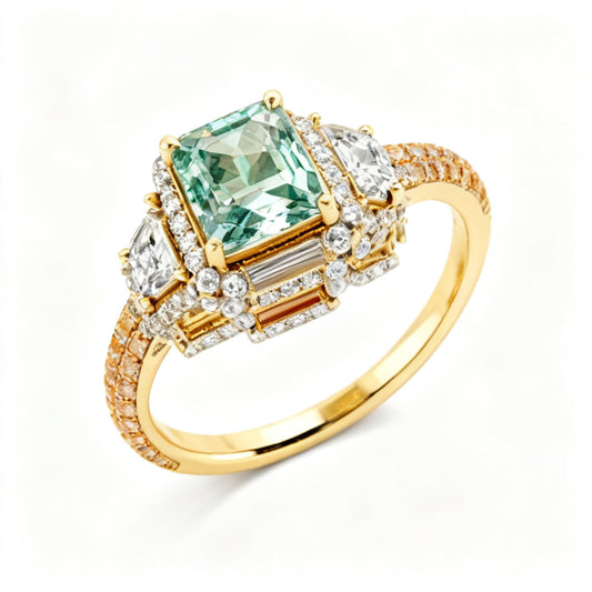 Radiant Stellaris Band Ring Yellow Gold 45 Degree View
