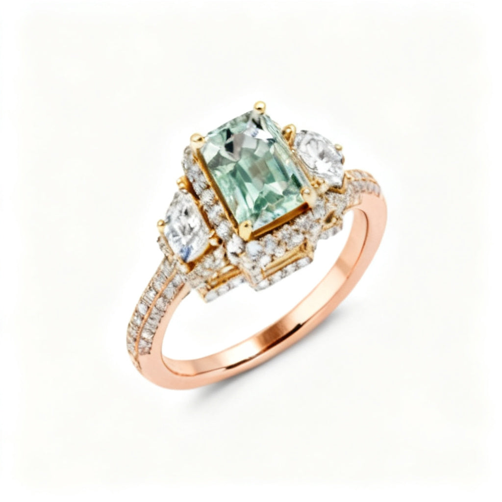 Radiant Stellaris Band Ring Rose Gold Overhead View