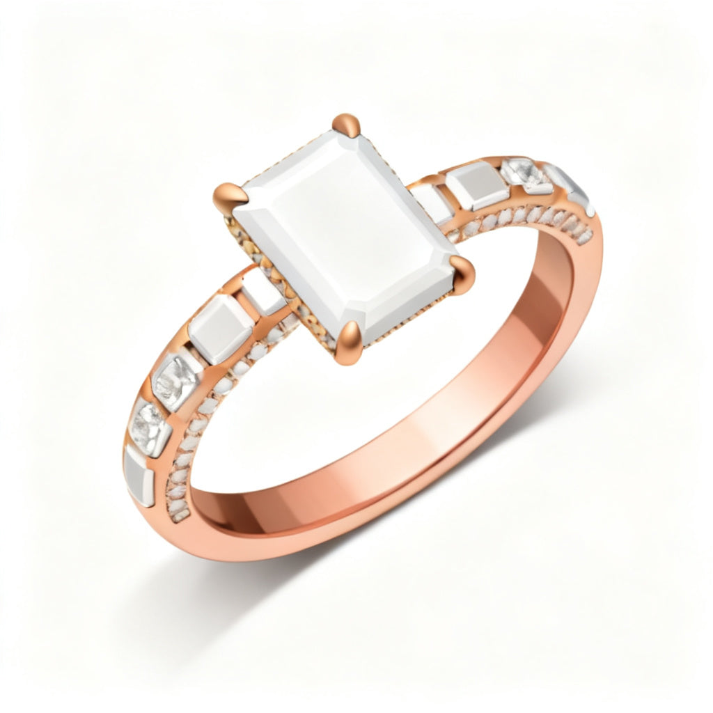 Emerald Radiance Band Ring Rose Gold Overhead View