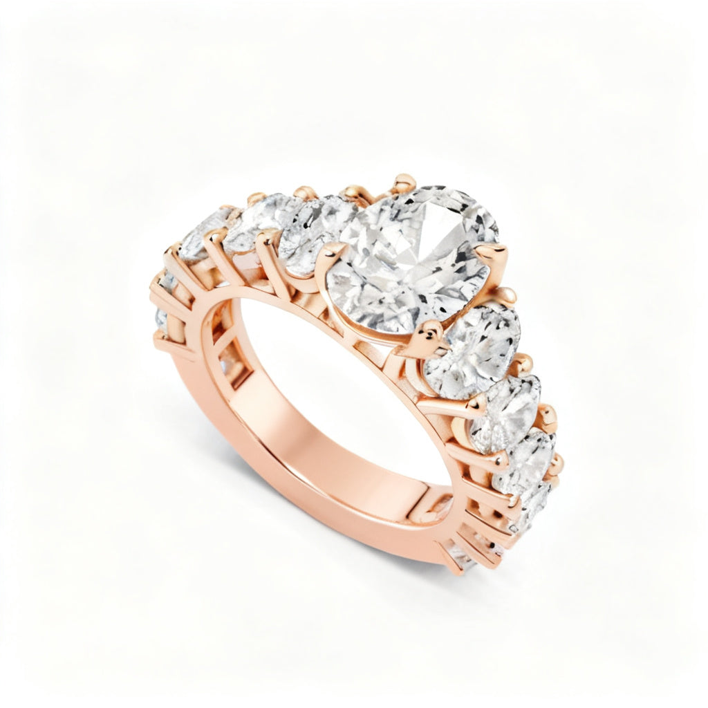 Luminous Oval Band Ring Rose Gold Overhead View
