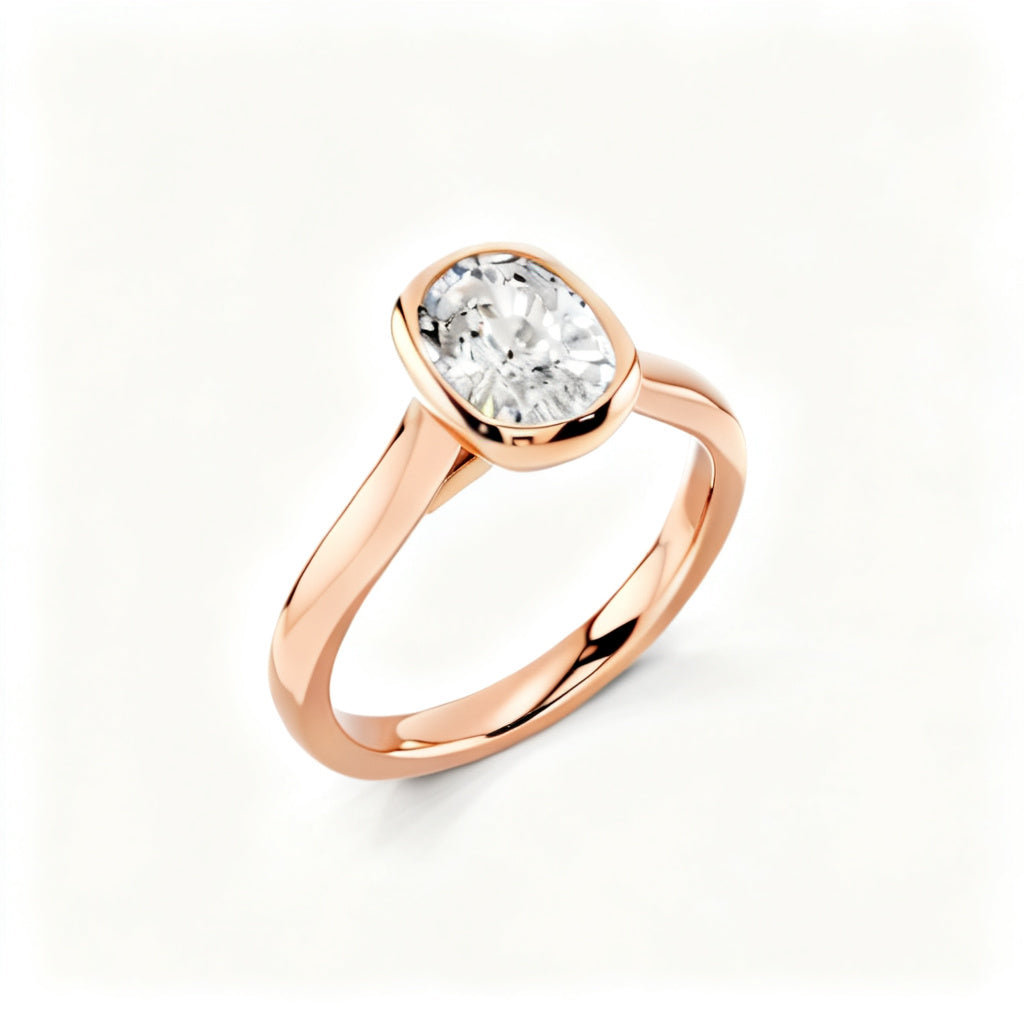 Aura Cushion Solitaire Ring Rose Gold Overhead View