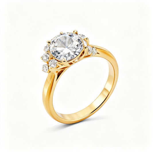 Cushion Cascade Ring Yellow Gold 45 Degree View