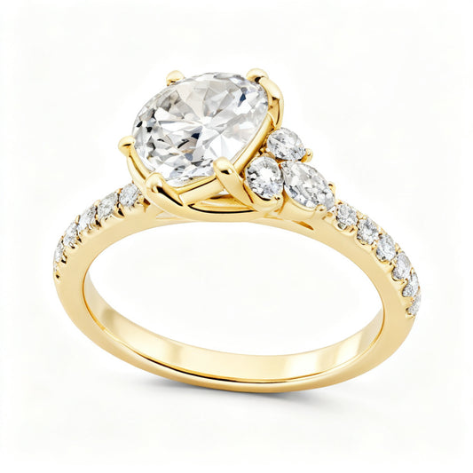Celestial Marquise Flow Ring Yellow Gold 45 Degree View