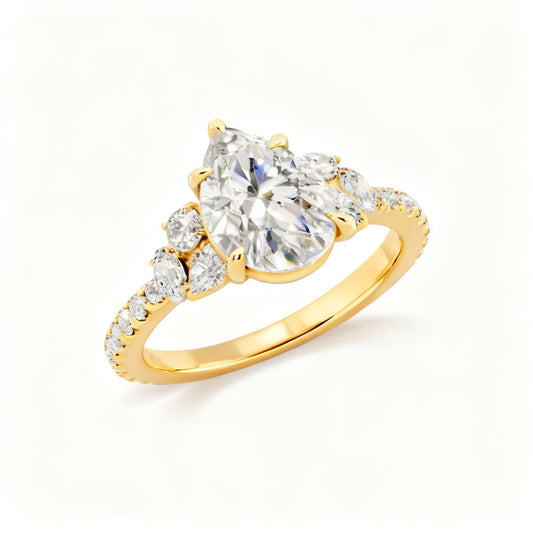 Celestial Pear Harmony Band Ring Yellow Gold 45 Degree View