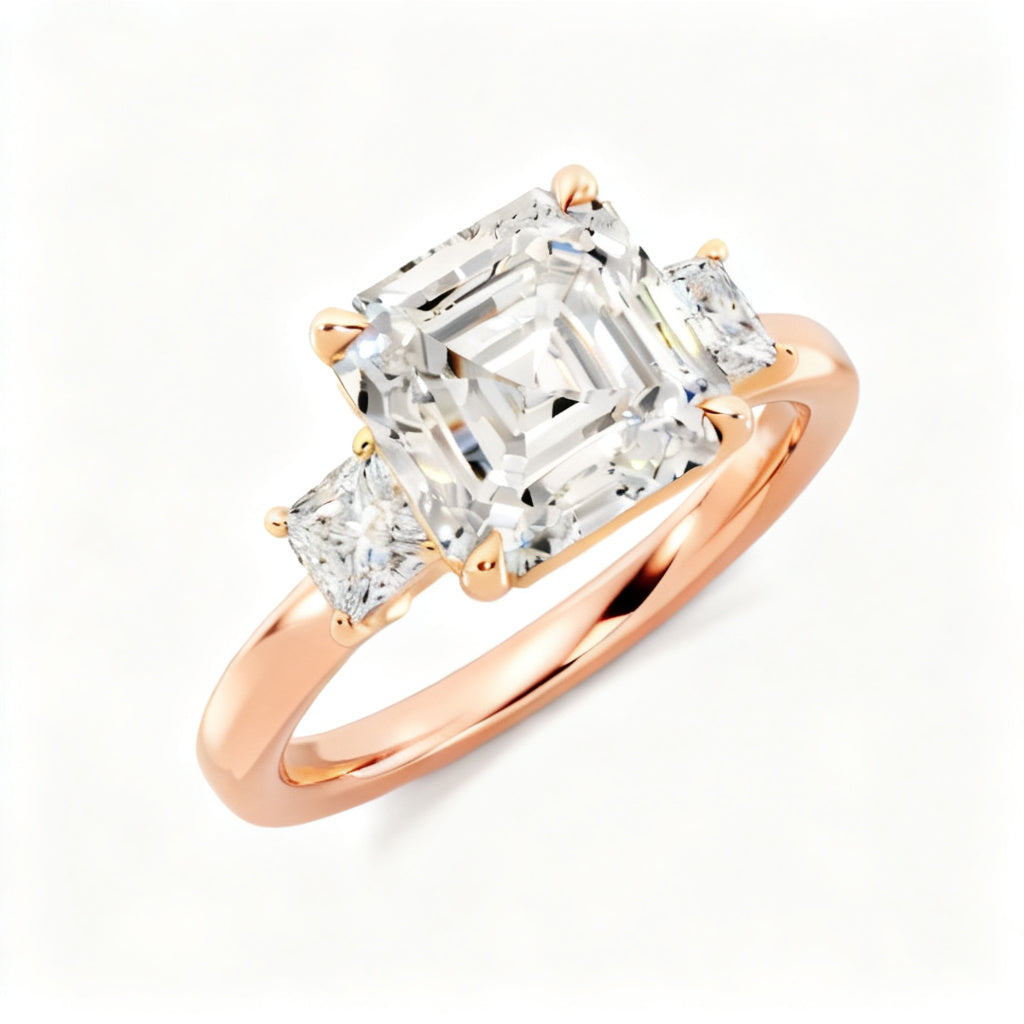 Geometric Asscher Heirloom Rose Gold Overhead View