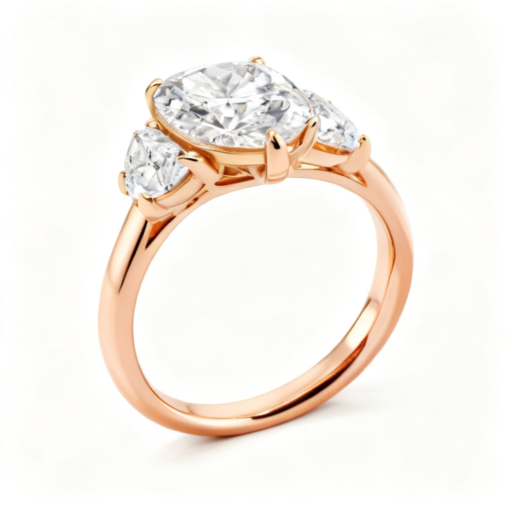 Celestial Crescent Trinity Rose Gold Side View