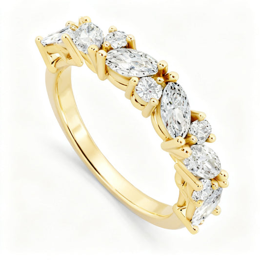 Silver Astral Cluster Yellow Gold 45 Degree View