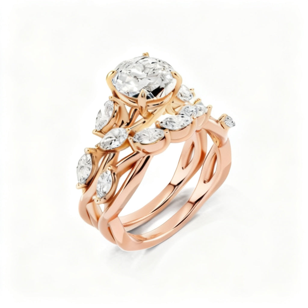 Marquise Radiance Solitaire Rose Gold Overhead View
