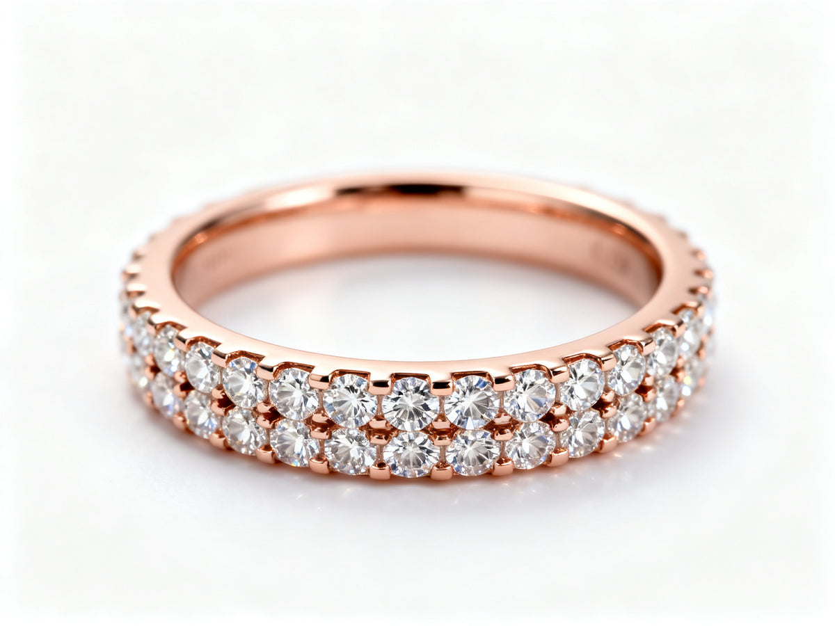 Lustrous Moissanite Pave Band - Rose Gold - Top View