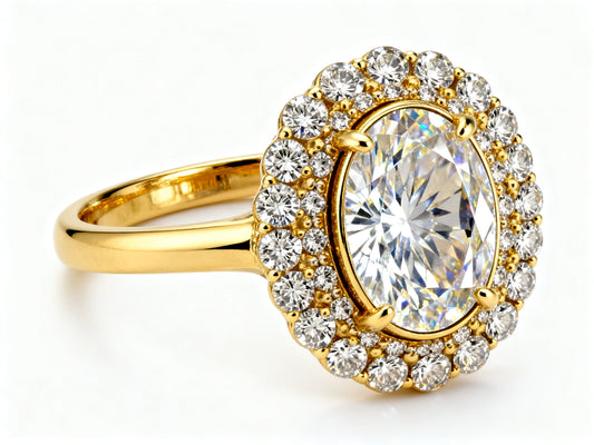 Celestial Oval Halo - Yellow Gold - 45 Degree View