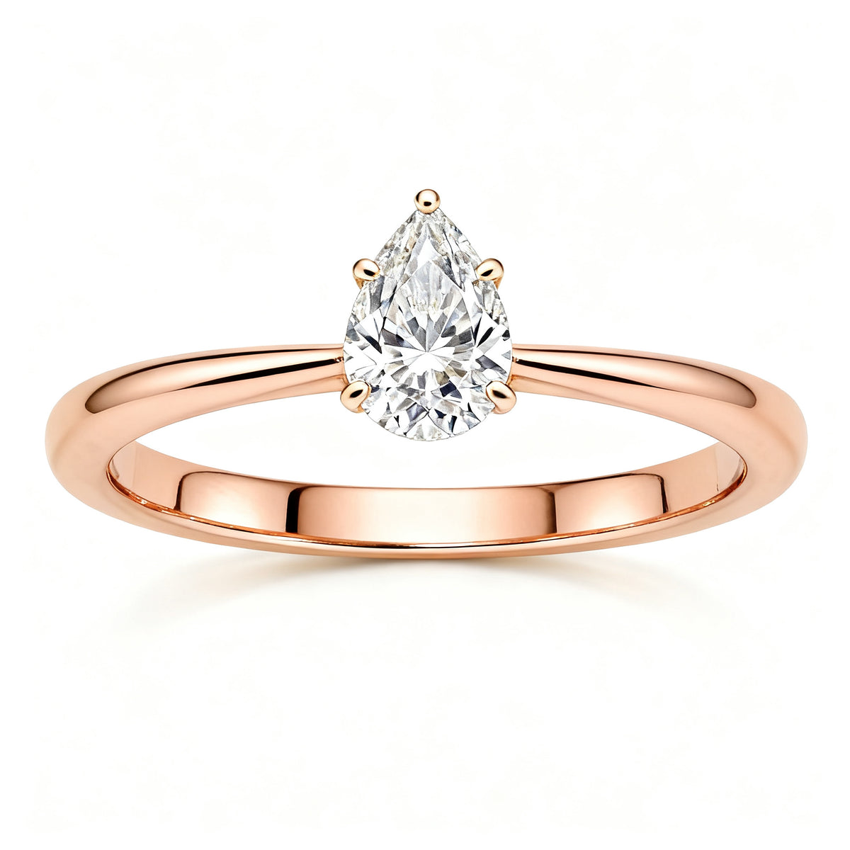 Silver Pear Dewdrop Ring - Rose Gold - Top View