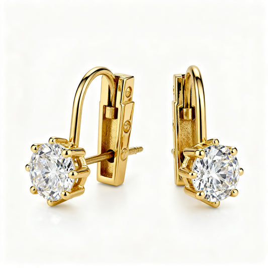 Lab-Grown Diamond Luxe Back Earrings - YG 45deg