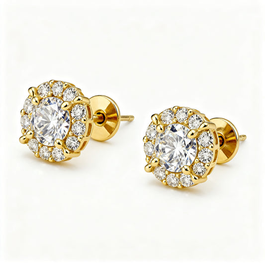 Lab-Grown Diamond Luxe Back Earrings - YG 45deg