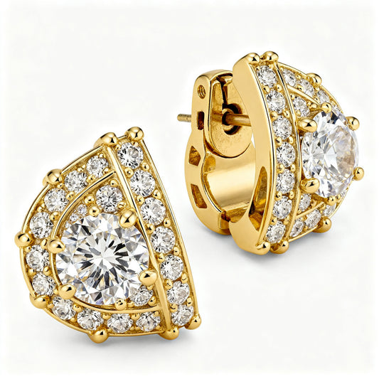 Lab-Grown Diamond Luxe Back Earrings - YG 45deg