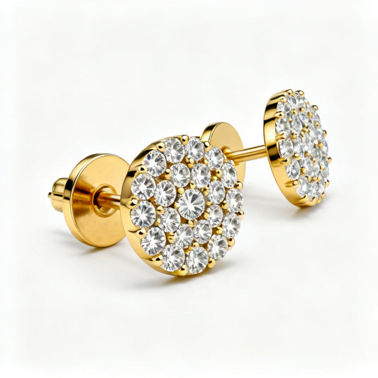 Lab-Grown Round Diamond Luxe Back Earrings - YG 45deg