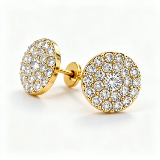 Lab-Grown Round Diamond Luxe Back Earrings - YG 45deg