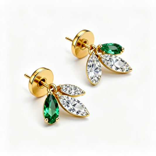 Multi-Shape Lab-Grown Diamond Luxe Back Earrings Yellow Gold 45 View