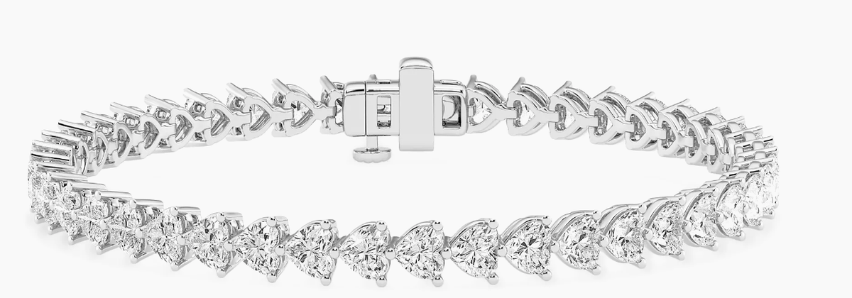 Heart Lab-Grown Diamond Tennis Bracelet - 14KT Gold