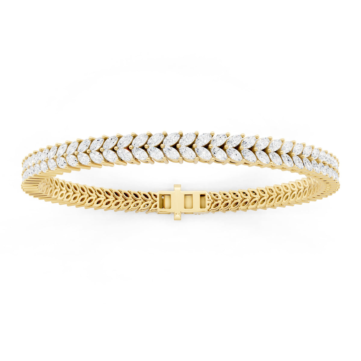 Marquise Lab-Grown Diamond Tennis Bracelet - 14KT Gold