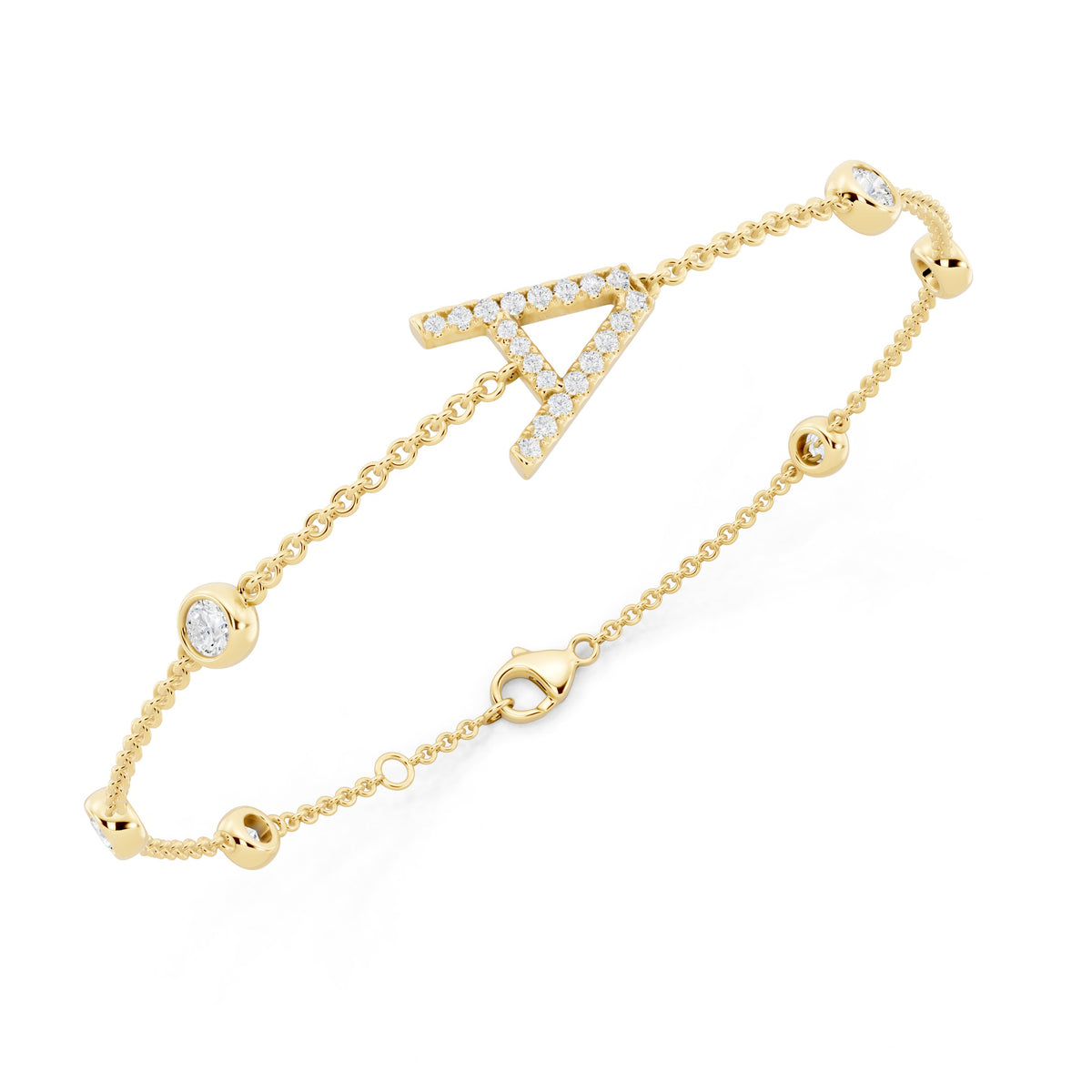 Lab-Grown & Synthetic Color Stone Bracelet - 14KT Gold