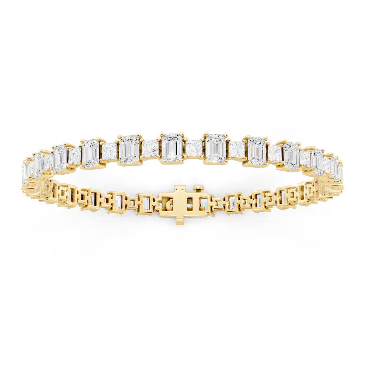 Emerald & Princess Lab-Grown Diamond Bracelet - 14KT Gold