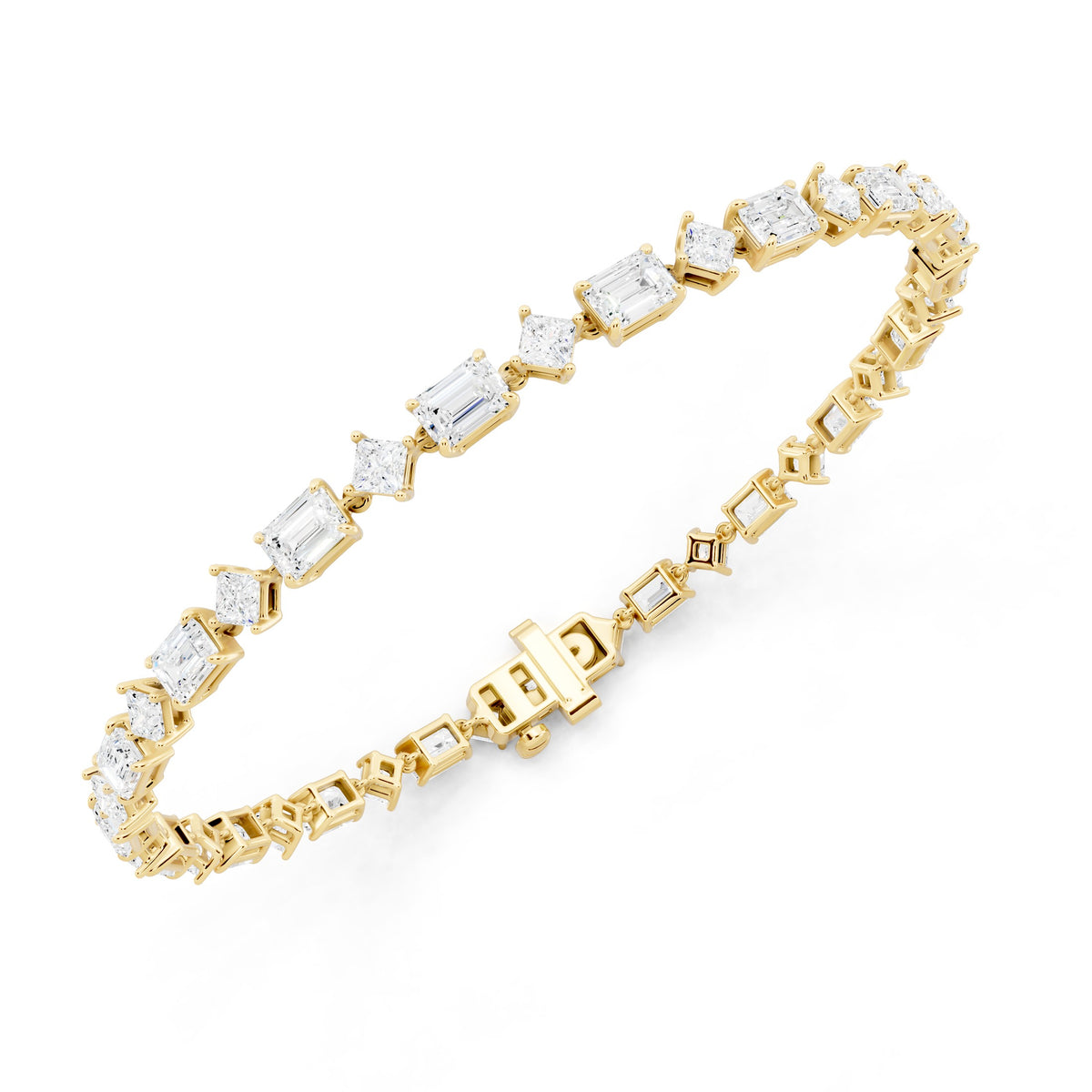 Emerald & Princess Lab-Grown Diamond Bracelet - 14KT Gold