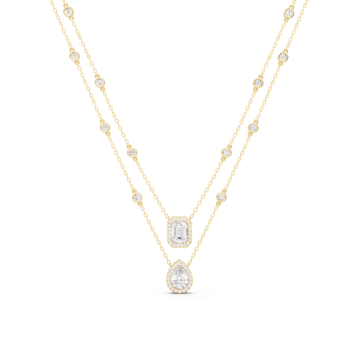 Mixed Shape Lab-Grown Diamond Necklace - 14KT Gold