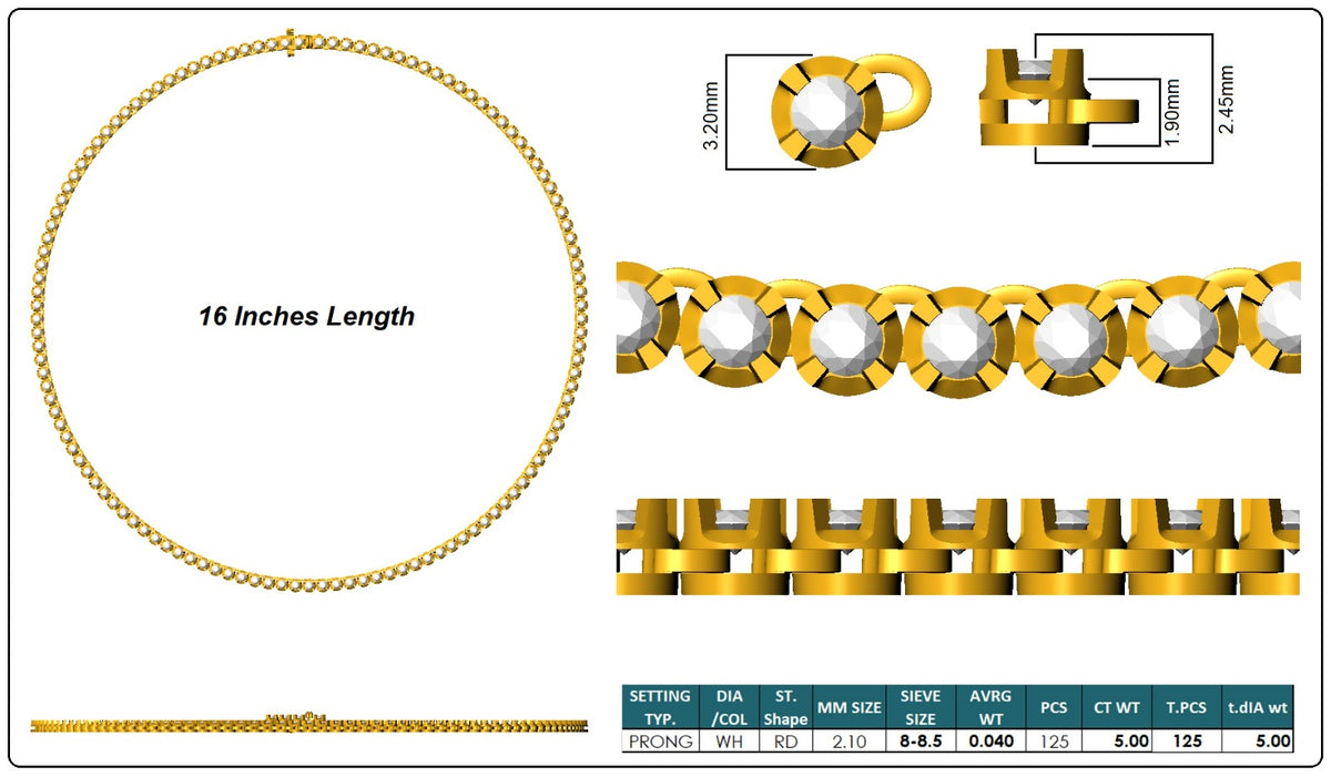 Classic Round Diamond Necklace - 14KT Gold