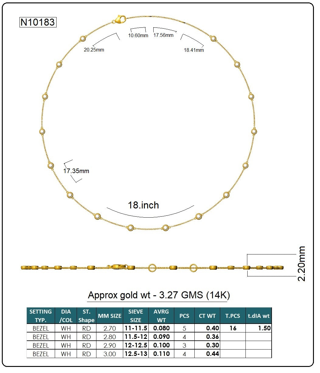 Classic Round Diamond Necklace - 14KT Gold