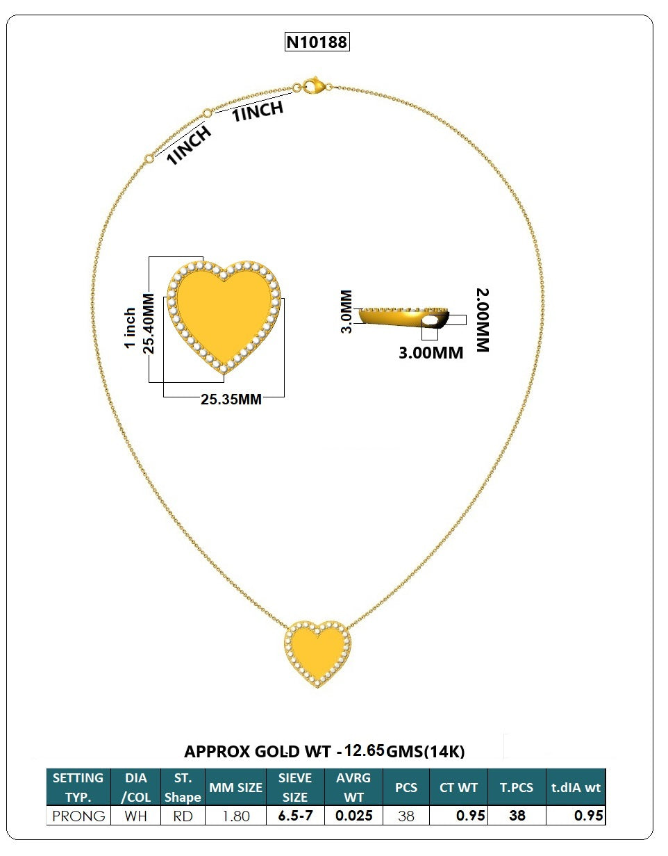 Classic Round Diamond Necklace - 14KT Gold