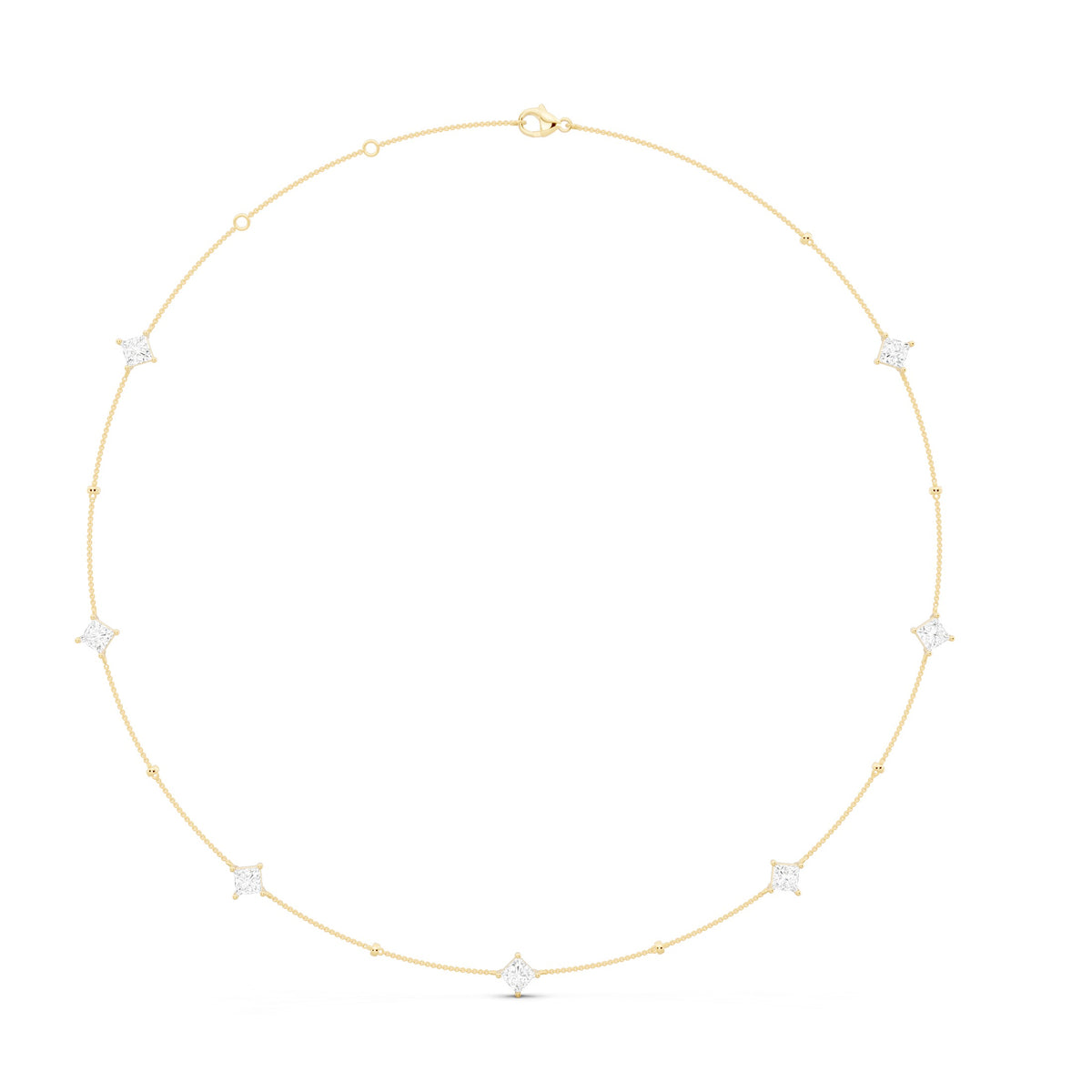 Princess Cut Lab Diamond Necklace - 14KT Gold
