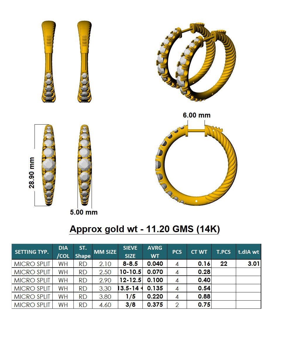 Lab-Grown Diamond Luxe Back Earrings - 14KT Yellow Gold
