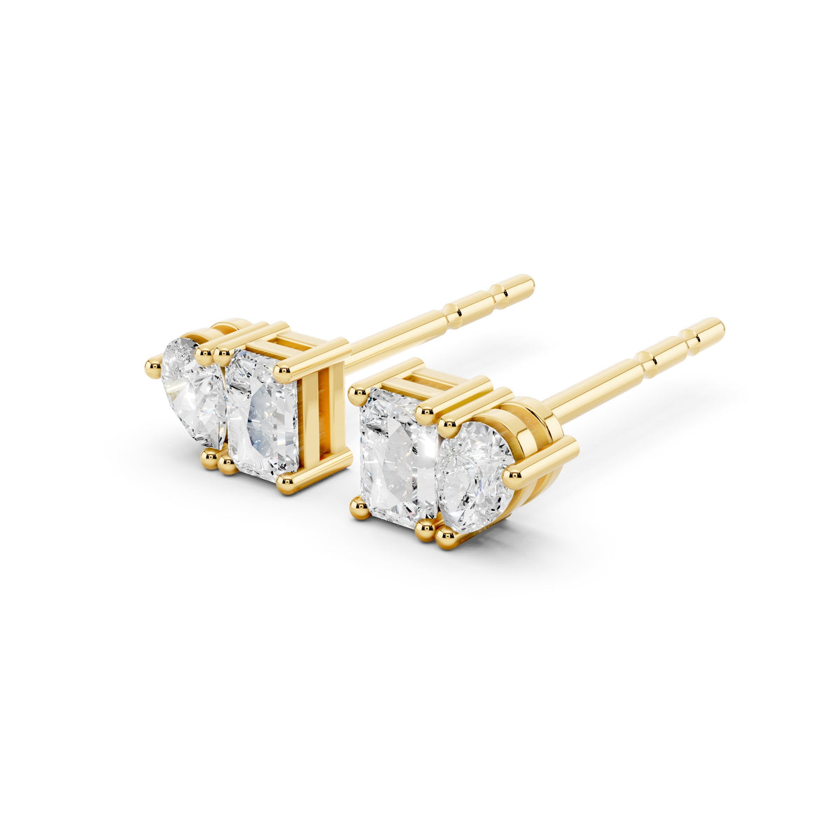 Multi-Shape Lab-Grown Diamond Luxe Back Earrings - 14KT Yellow Gold