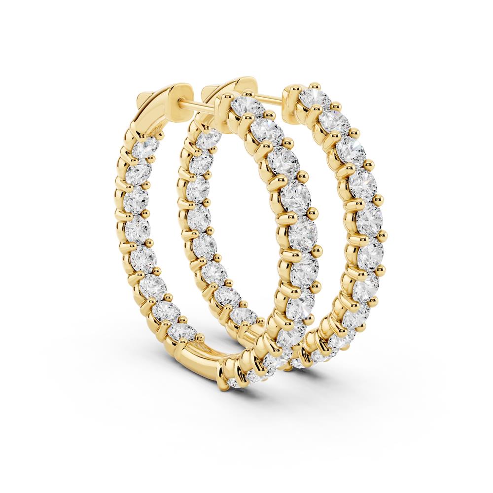 Lab-Grown Round Diamond Luxe Back Earrings - 14KT Yellow Gold