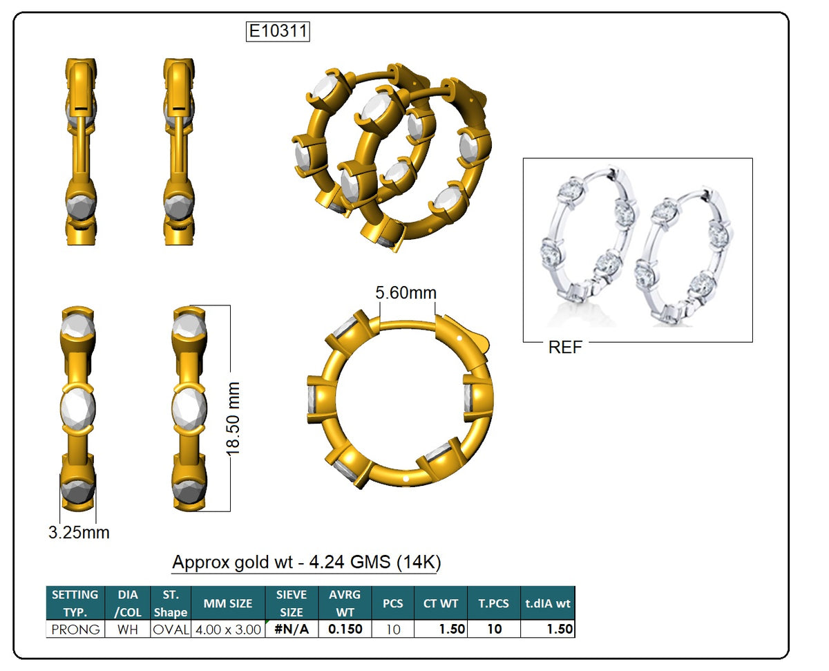 Oval Lab-Grown Diamond Luxe Back Earrings - 14KT Yellow Gold