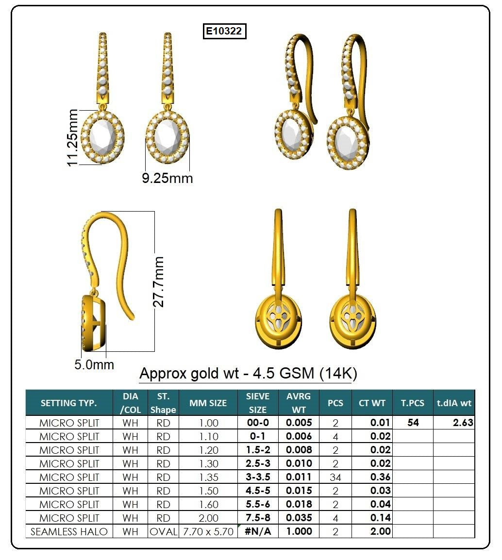 Oval & Round Lab-Grown Diamond Luxe Back Earrings - 14KT Yellow Gold