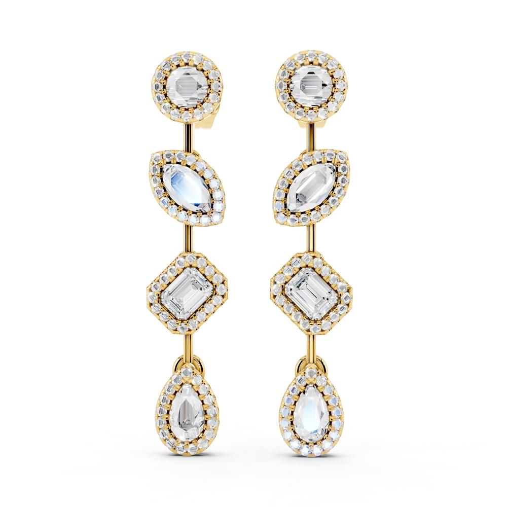 Multi-Shape Lab-Grown Diamond Luxe Back Earrings - 14KT Yellow Gold