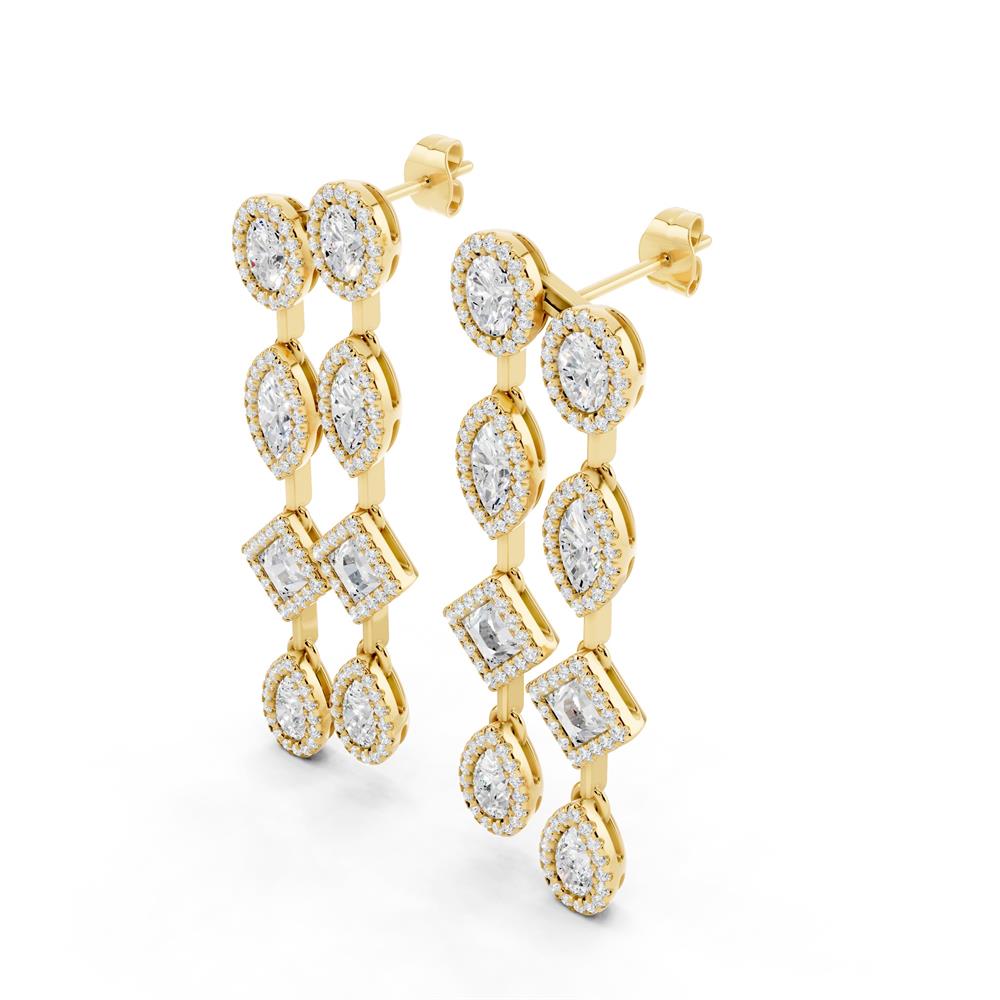 Multi-Shape Lab-Grown Diamond Luxe Back Earrings - 14KT Yellow Gold
