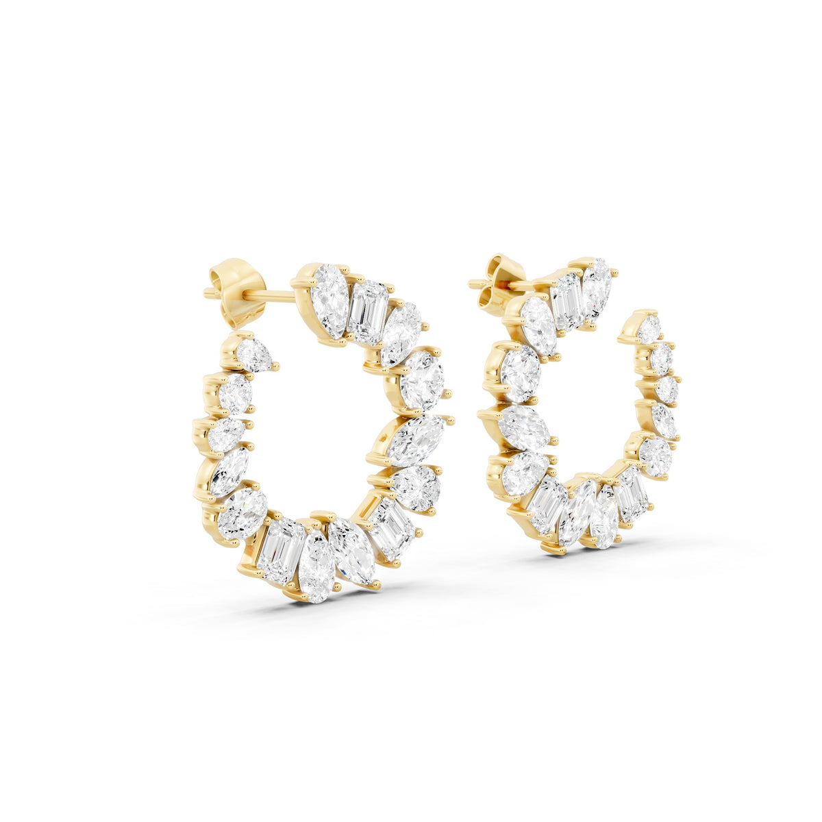 Multi-Color Stone Luxe Back Earrings - 14KT Yellow Gold
