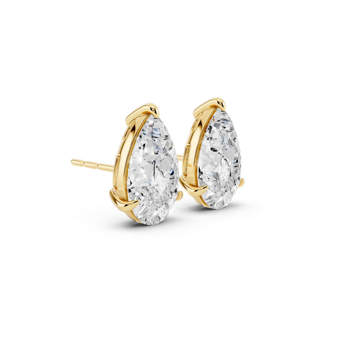 Pear Lab-Grown Diamond Luxe Back Earrings - 14KT Yellow Gold