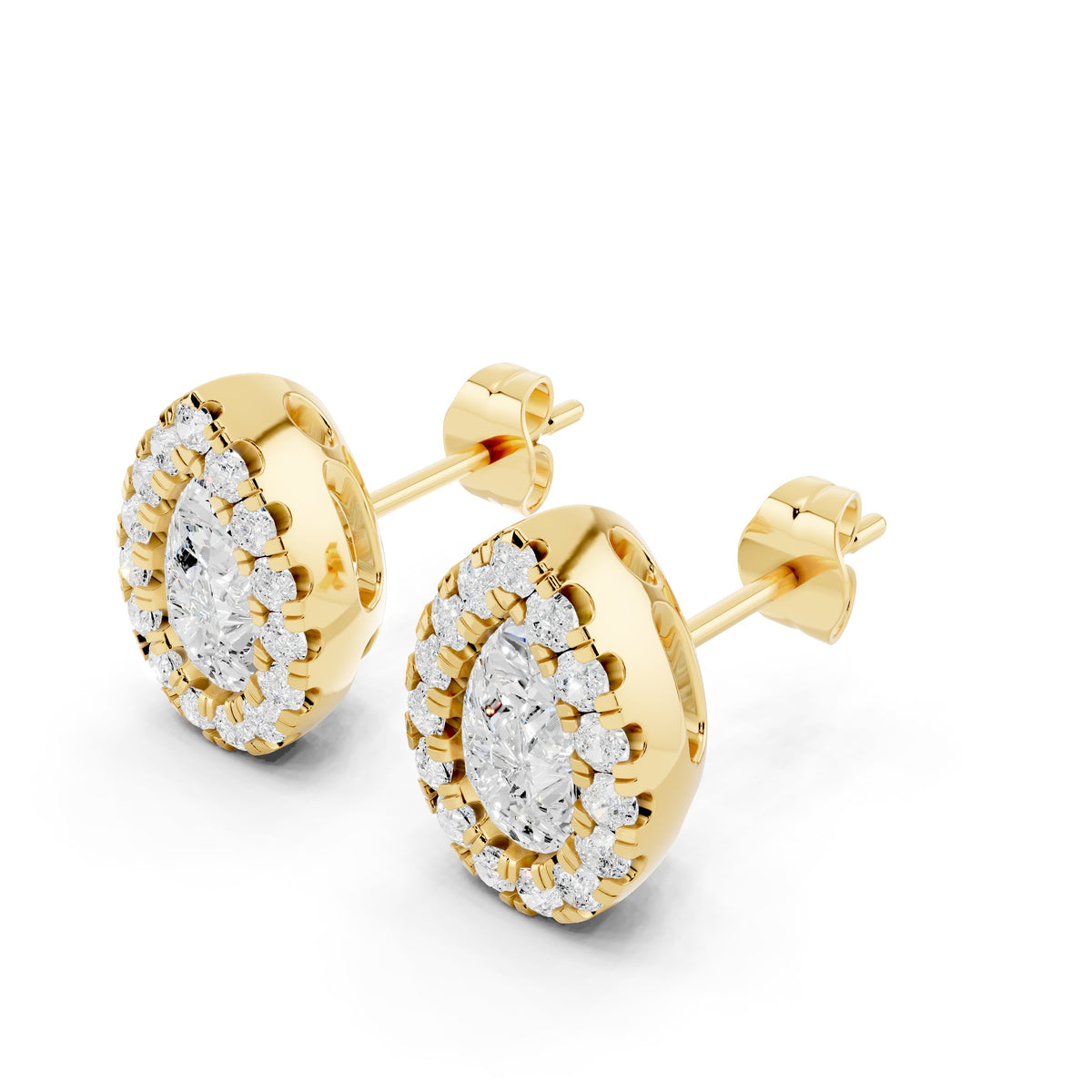 Pear & Round Lab-Grown Diamond Luxe Back Earrings - 14KT Yellow Gold