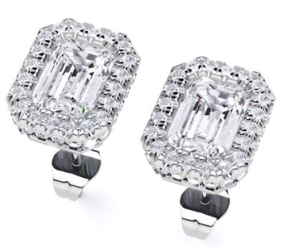 Emerald & Round Lab-Grown Diamond Luxe Back Earrings - 14KT Yellow Gold